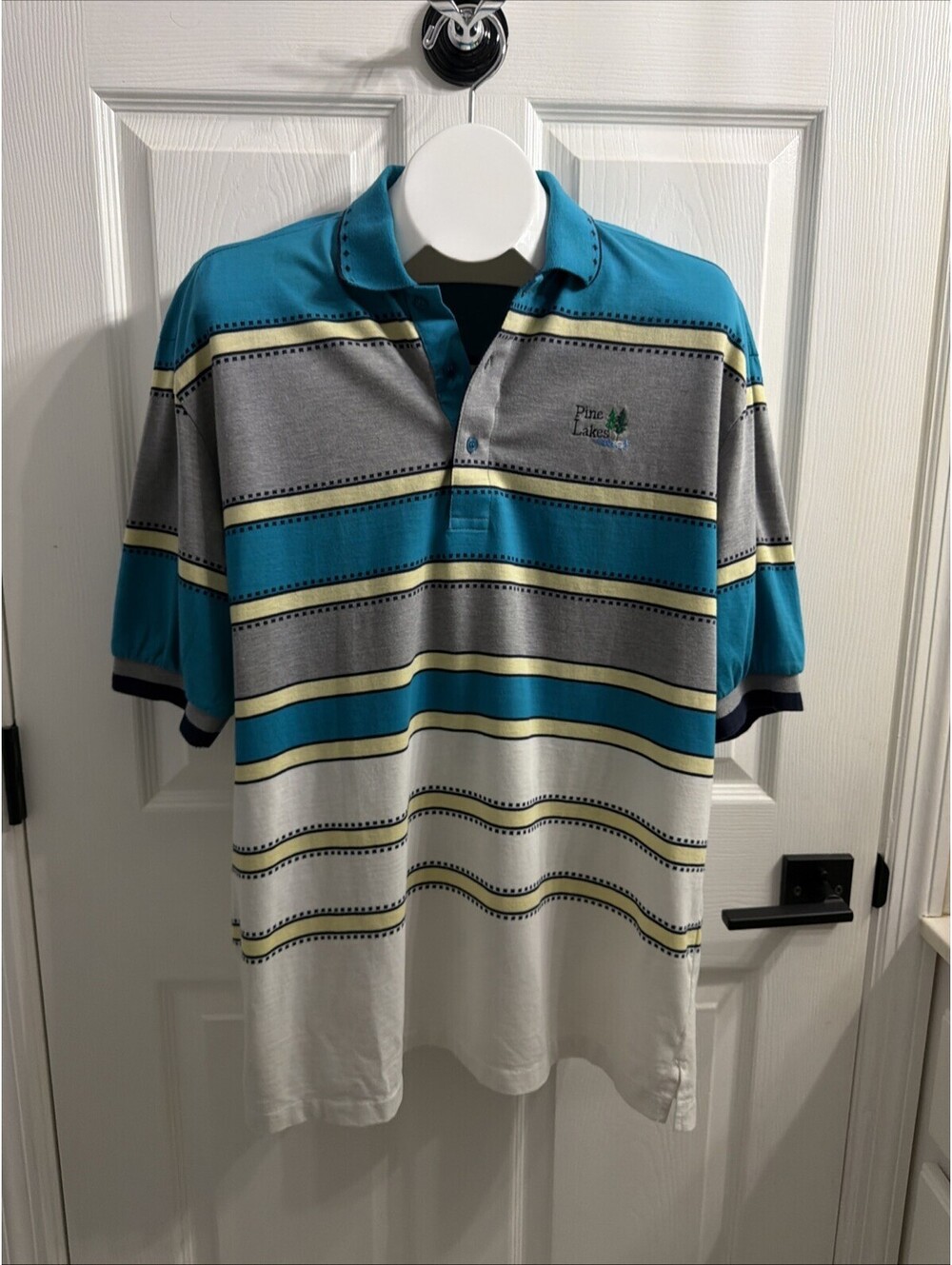 Vintage Staff by Wilson Pine Lakes Golf Polo Shirt Mens L Striped Hong Kong